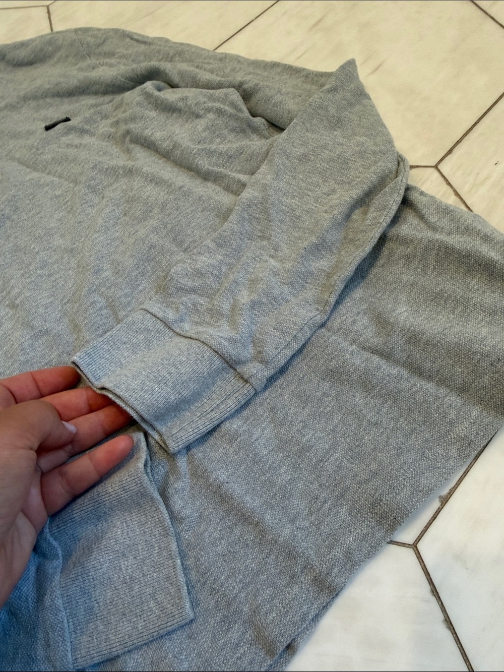 Burberry Grey Long Sleeve Polo with Black Contrast Collar, cotton - Picture 6 of 7